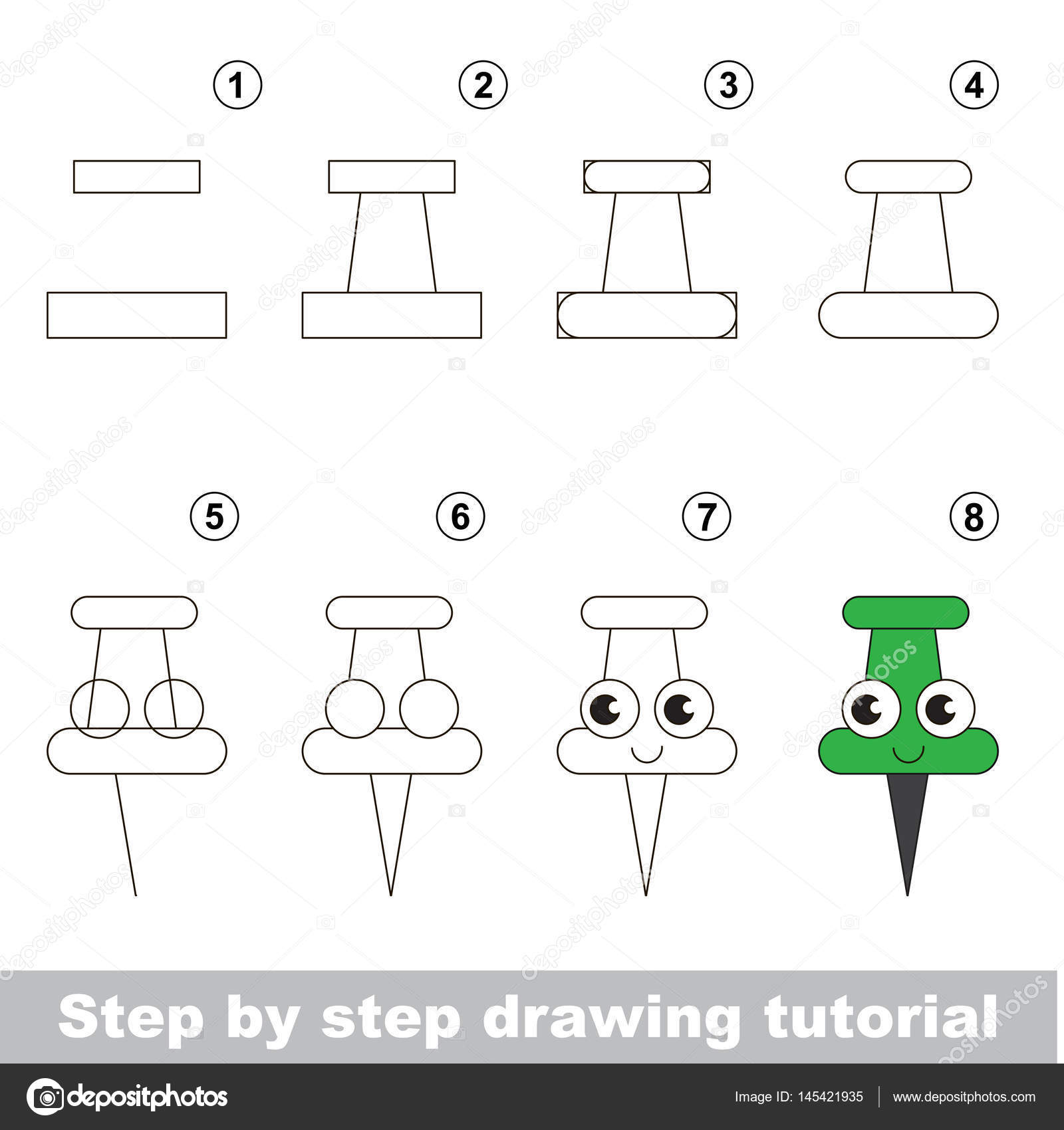 Jogo educativo miúdo simples. Tutorial de desenho . imagem vetorial de  Anna_Mikhailova© 145421935